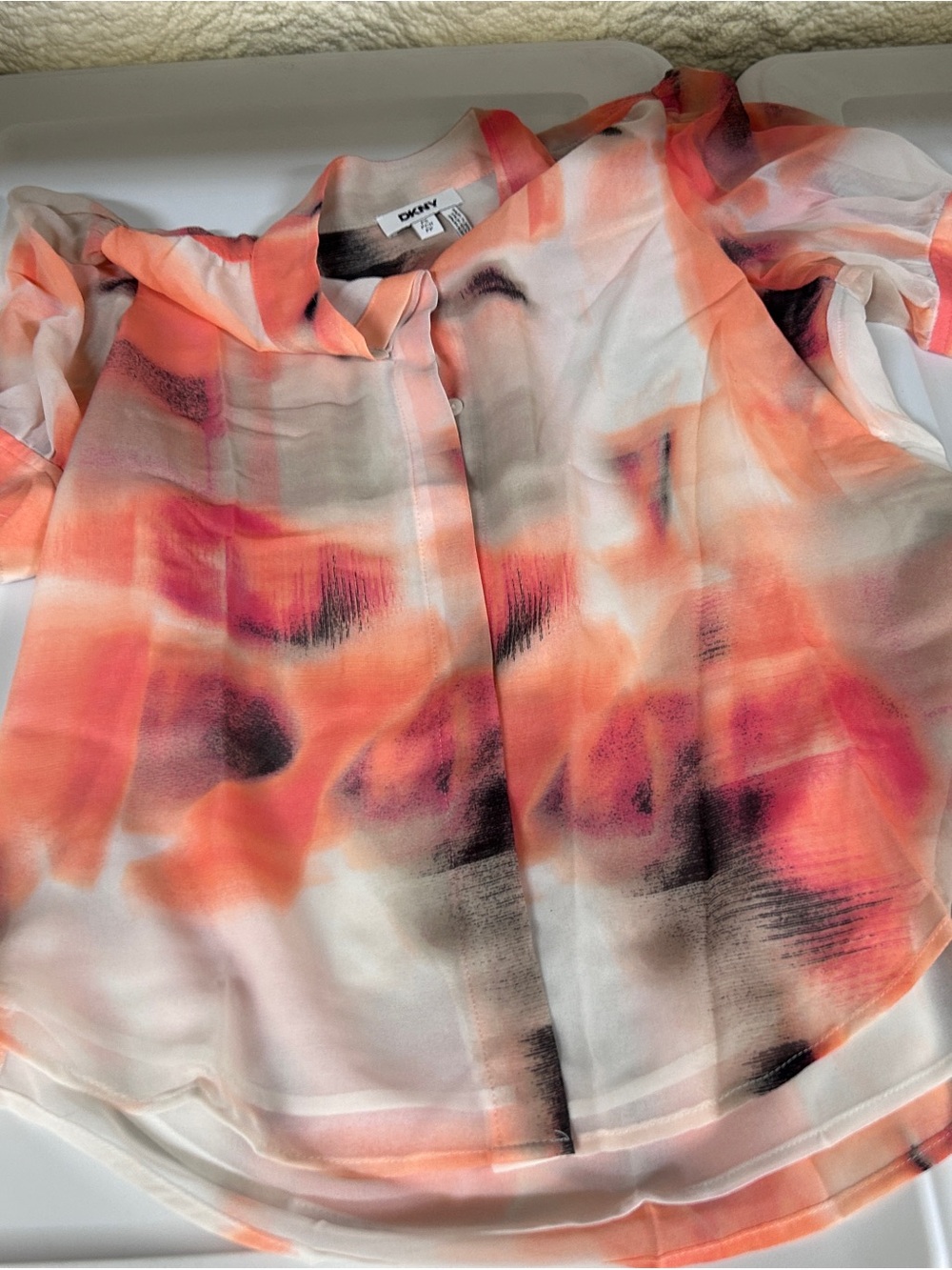 Womens DKNY Peach,Black,white Blouse